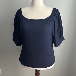J. Crew Dark Blue Blouse with Square Neckline